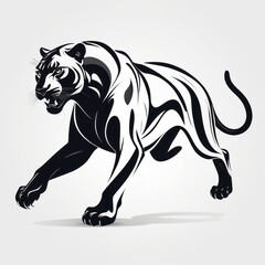 Obraz premium Black Panther Silhouette In Motion A Powerful Predator