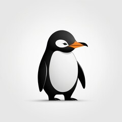 A Cute Little Penguin Stands Alone Against White Background