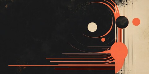 Obraz premium Abstract Geometric Design with Orange and Black Circles