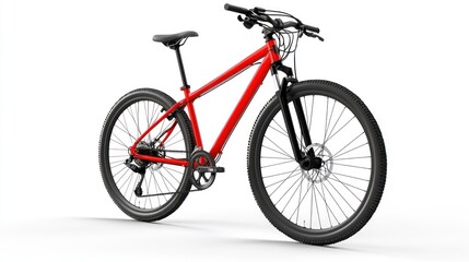 Fototapeta premium Red mountain bike isolated on white background.