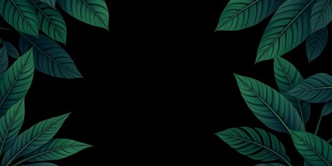 Fototapeta premium Dark pattern with exotic leaves featuring a combination of bold, tropical foliage in deep shades of green and black, abstract, green
