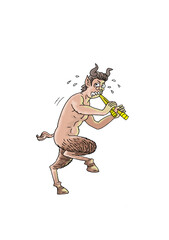 shrink mythology cartoon, color illustration