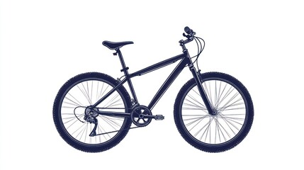 Black hybrid bicycle isolated on white background.