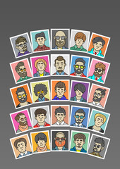 Cartoon photo of men's hairstyles, color illustration