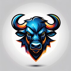 Fototapeta premium Stylized colored buffalo head logo vector illustration