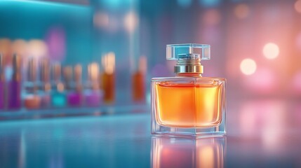 Vintage Perfume Bottle with Blurred Nail Polish Background. Generative AI