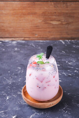Indian watermelon ice, a viral drink among Indian fans. Indonesian street food.