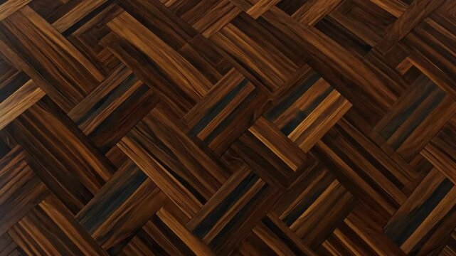 Elegant dark wood flooring in intricate herringbone pattern with warm tones and rich textures enhancing interior spaces