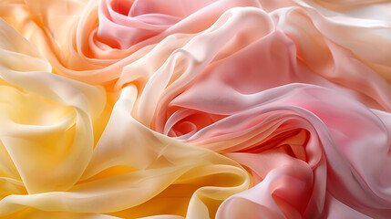Obraz premium Abstract Draped Pastel Fabric, Peach, Pink, and Yellow
