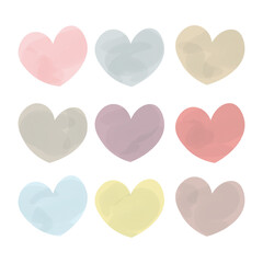 カラフルなハートのイラストセット 水彩風