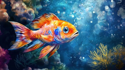 Naklejka premium A colorful fish in the ocean