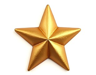 Fototapeta premium Brocaded Gold Star Isolated on White and Png Transparent Background. Christmas Decoration ia
