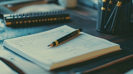 Productivity checklist marked with pencil in workspace. Generative AI