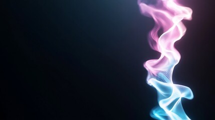 Obraz premium Abstract swirling light trails, pink and blue neon glow on dark background.