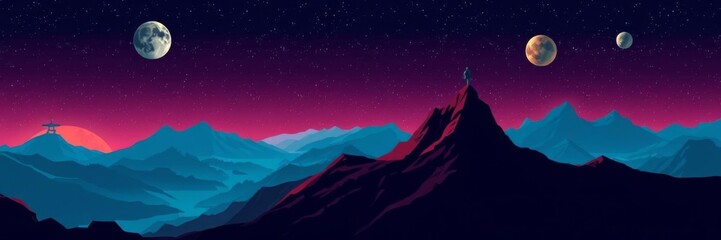 Pixel art space planet landscape with crater mountains and stars, perfect for 8 bit video games or applications, planet, pixel art, game