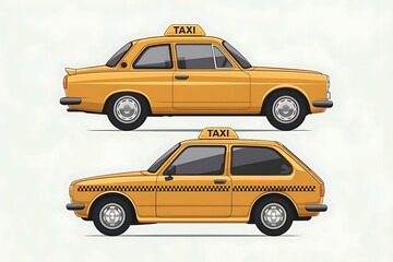 Obraz premium Classic Yellow Taxi Illustrations with Modern and Retro Styles
