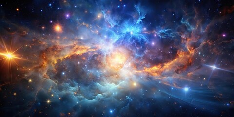 Glowing nebula in futuristic starfield, glowing nebula, space, cosmos, astronomical phenomena