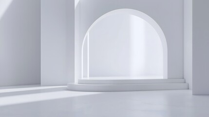 Fototapeta premium Empty white room with a window and blank walls
