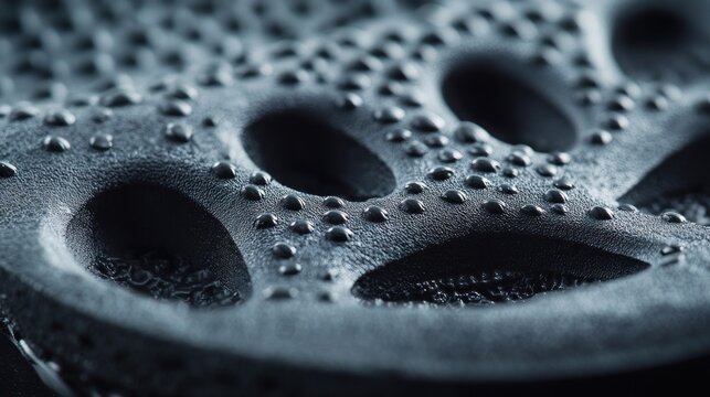 Close-up of footbed texture in rubber sandal, ergonomic design 