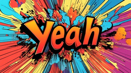 Naklejka premium A comic book style explosion with the word 'Yeah' in the center.