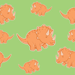 orange cartoon triceratops pattern