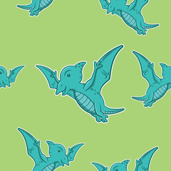 blue cartoon pterodactyl pattern