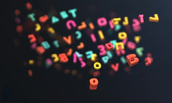 Abstract Colorful 3D Letters and Numbers Background