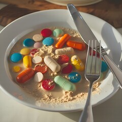 Tablets and Capsules Served on a Plate