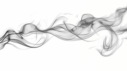 Elegant swirling smoke in shades of gray, isolated on transparent background. Whisper. Illustration