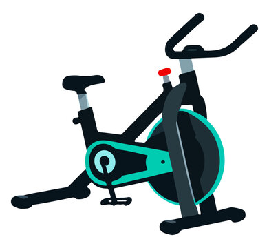 stationary bike black teal flat design clip art preview