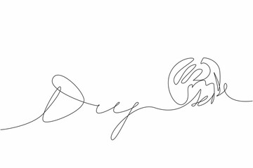 Single one line drawing a roll of thread that forms the word DIY. A craft that requires free time. Homemade results. Creation. Skill. National DIY Day. Continuous line design graphic illustration