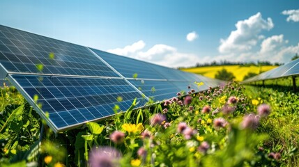 A family-owned organic farm using renewable energy sources, such as solar panels, to reduce environmental impact and promote sustainability