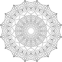 mandala circle pattern coloring book template