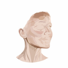 illustration of a human head without a face with acrylic paint texture