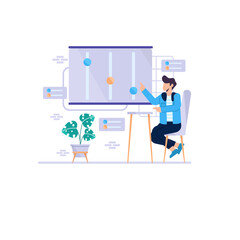 Man with chart diagram data marketing analysis