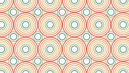 rainbow circle wavy lines  abstract geometric seamless pattern on white background, abstract retro stripes pattern 70s style