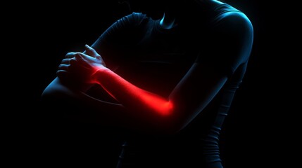 Dark futuristic artwork with glowing red accents