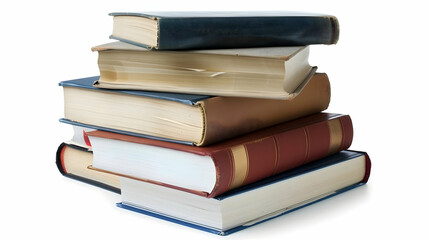 Stacked books of varying colors.