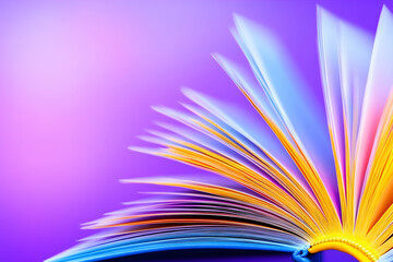 Colorful book pages flutter gracefully, showcasing creativity and inviting exploration of stories