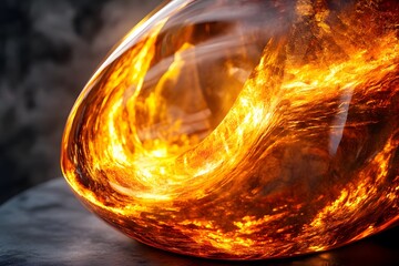 Abstract art,  a molten golden orb captured in time