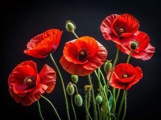 Obraz premium Red Poppy Minimalist Anzac Day 25th April - AI Art