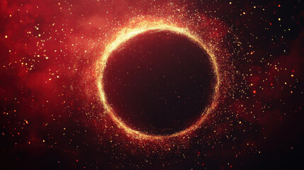 Celebrating New Year in China Red Circular Gradients with Golden Particles
