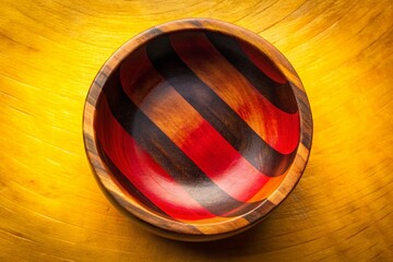 Fototapeta premium Rustic Wooden Bowl, Drone Shot, Home Decor, Warm Yellow