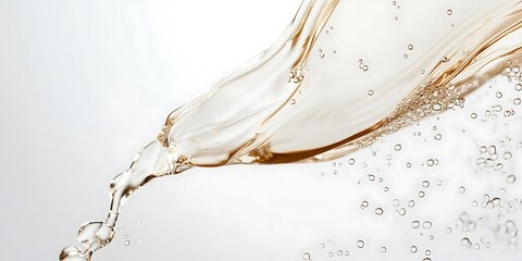 Amber Liquid Flowing with Air Bubbles