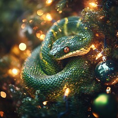 Fototapeta premium Snake in the christmas tree