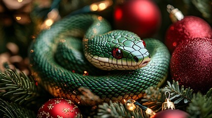 Fototapeta premium Snake in the christmas tree