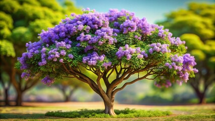 Tilt-Shift Lignum Vitae Purple Flower Botanical Illustration