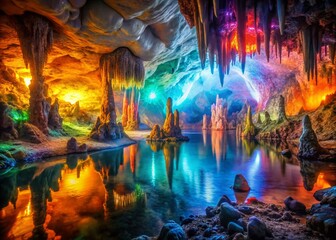 Obraz premium Underground Cave Exploration - Stunning AI Art