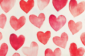 Watercolor Hearts, A Romantic Pattern of Soft Pink Watercolor Hearts on a White Background, wallpaper.