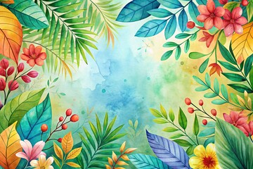 Watercolor Floral Foliage Wedding Invitation Design